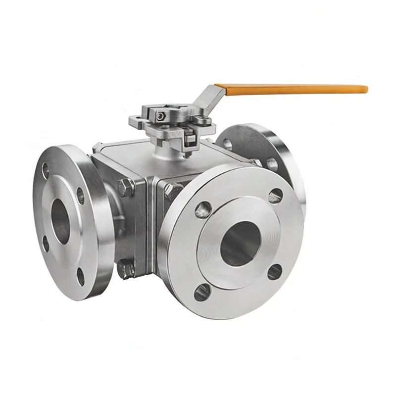 Three Way Flanged Ball Valve
